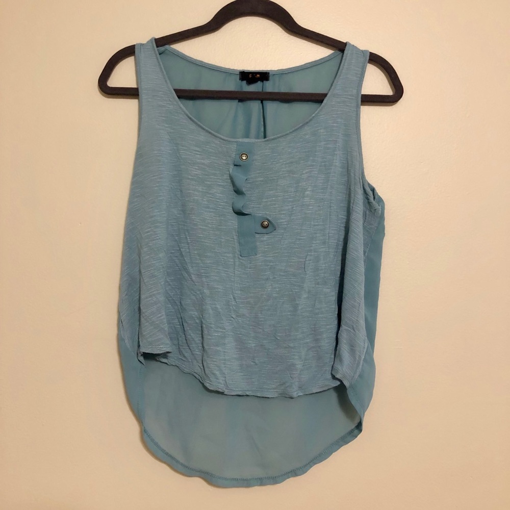 Blue/green tank top with sheer back